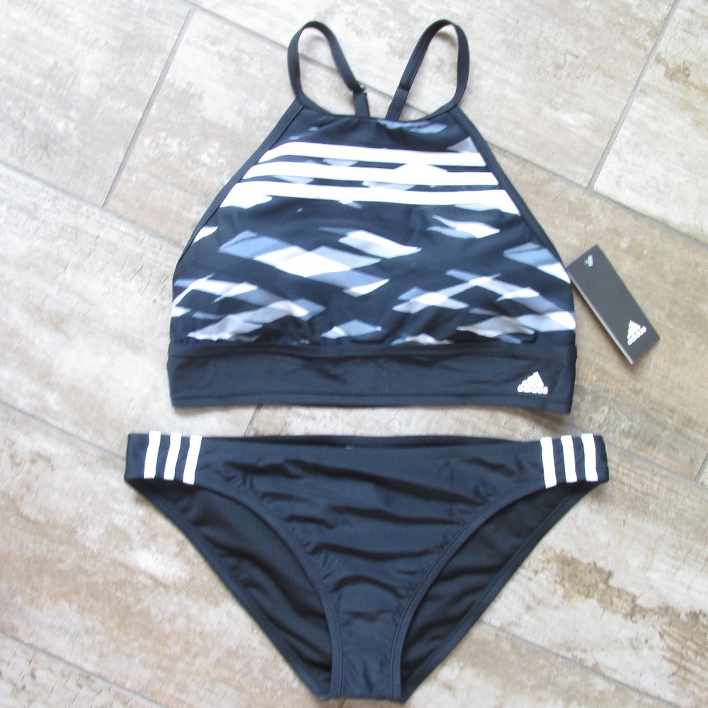 Adidas Bikini Swim Suit Black Strappy Hipster
